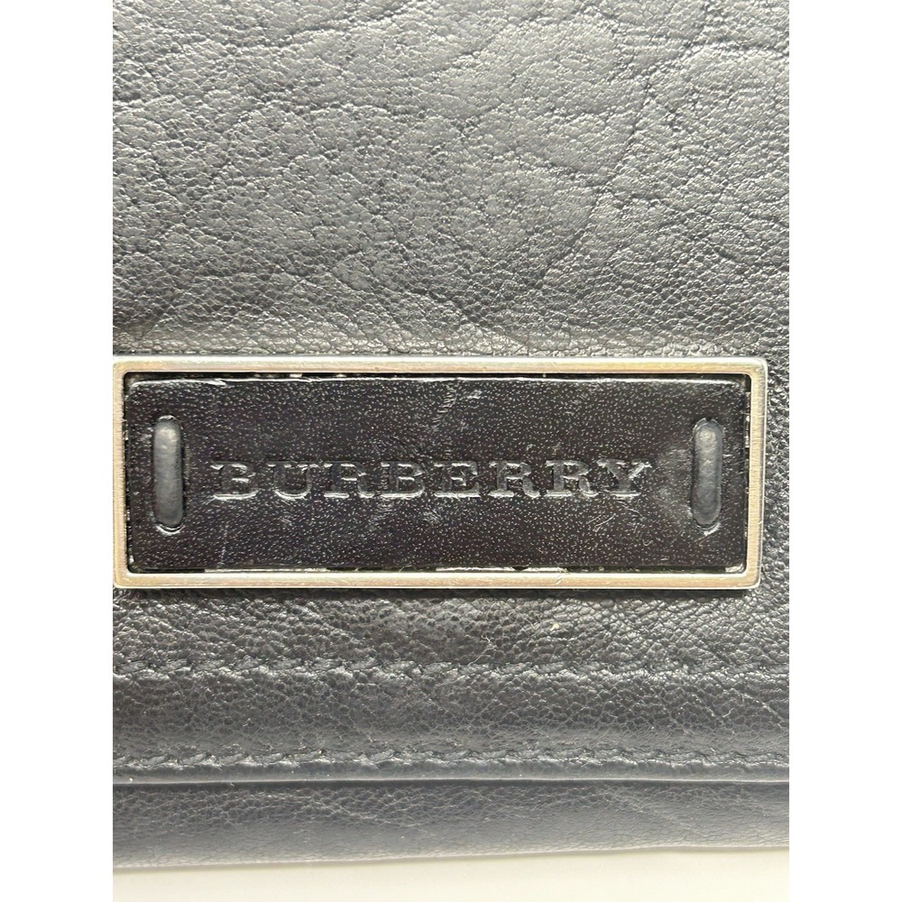 Vintage Burberry Black Leather Nova Check Bifold‎ Wallet 5.5" x 4" - Picture 3 of 8